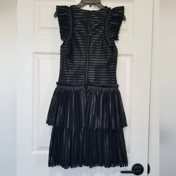Maje Remony Black Tiered Mini Dress Size 3 - Picture 6 of 15